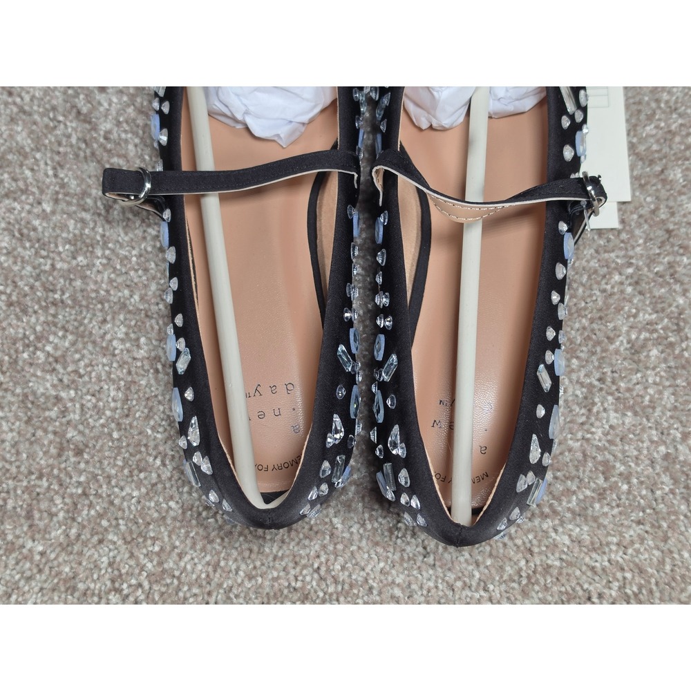 A New Day Gabriella Rhinestone Mary Jane Pointed Toe Flats Black 6.5 - Picture 5 of 6